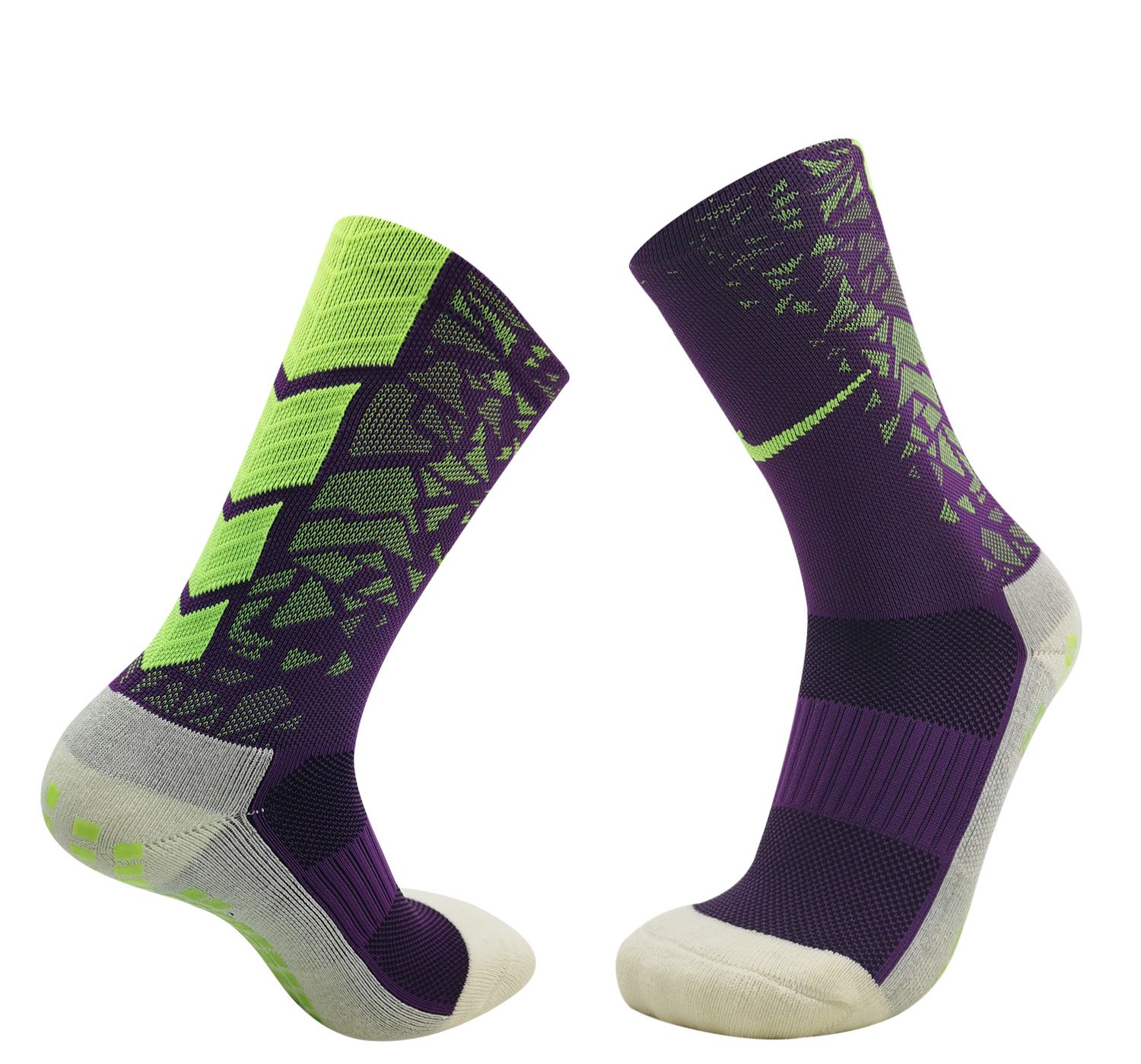 Meia Pro Antiderrapante Preta e Verde - Imagem 1